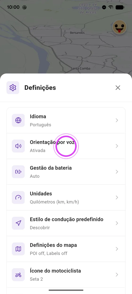 Abre a orientação por voz