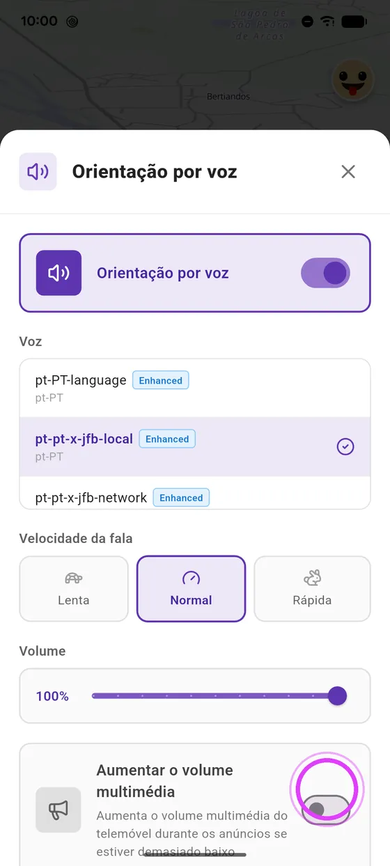 Aumenta o volume