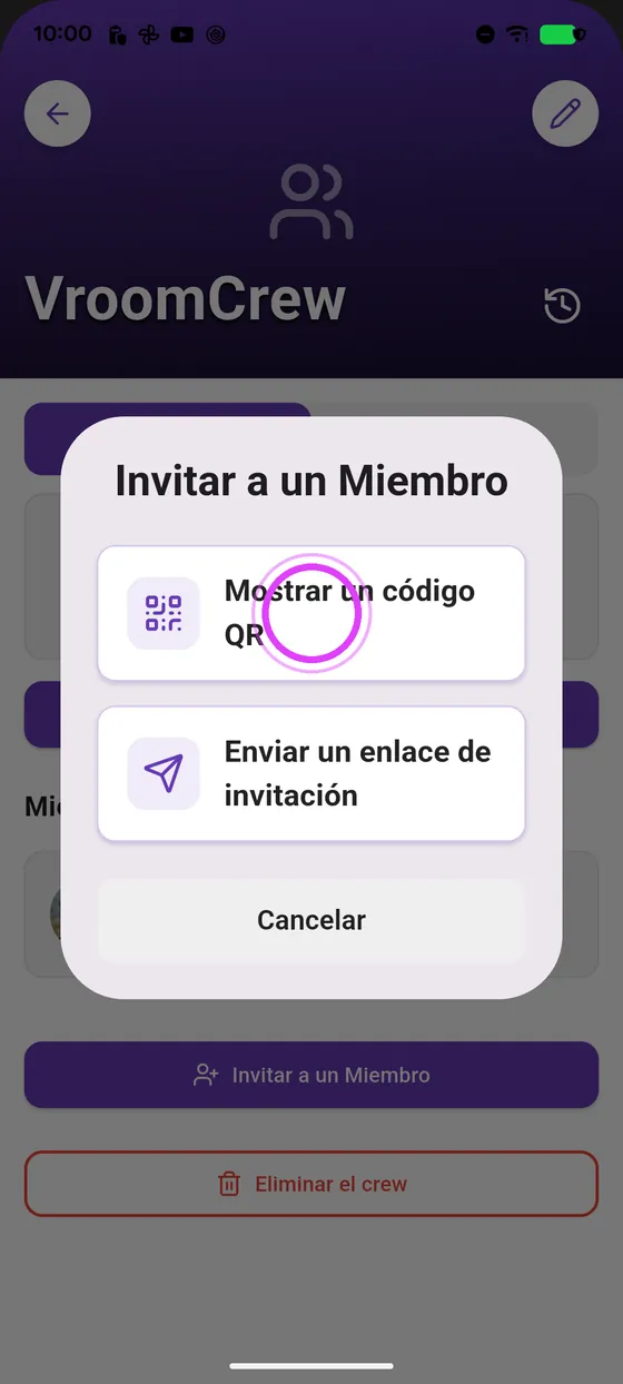 Muestra el código QR