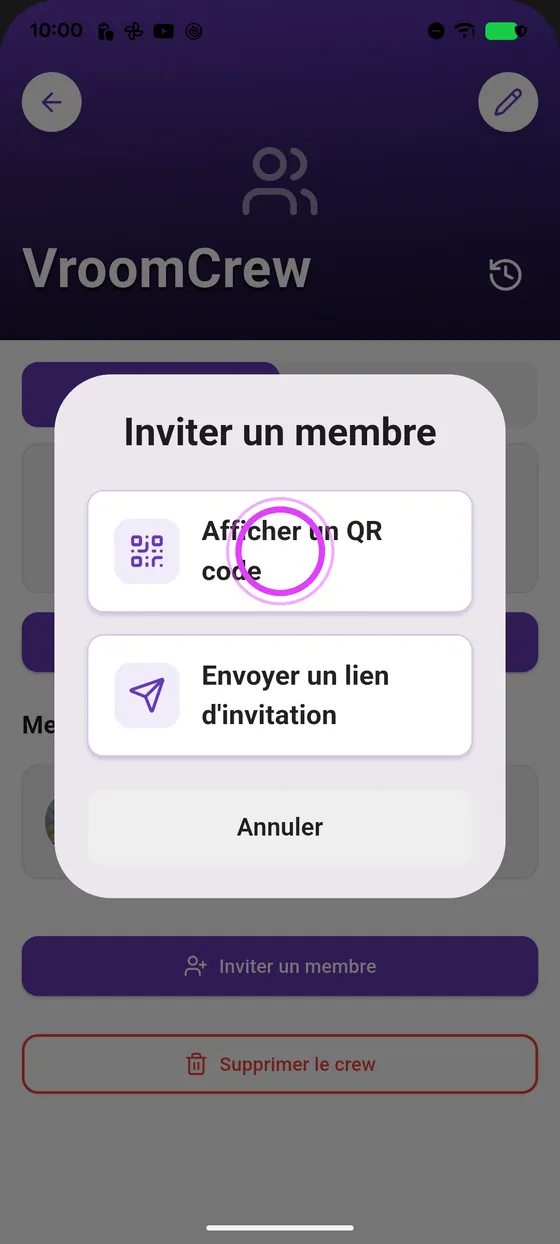 Montre le QR code