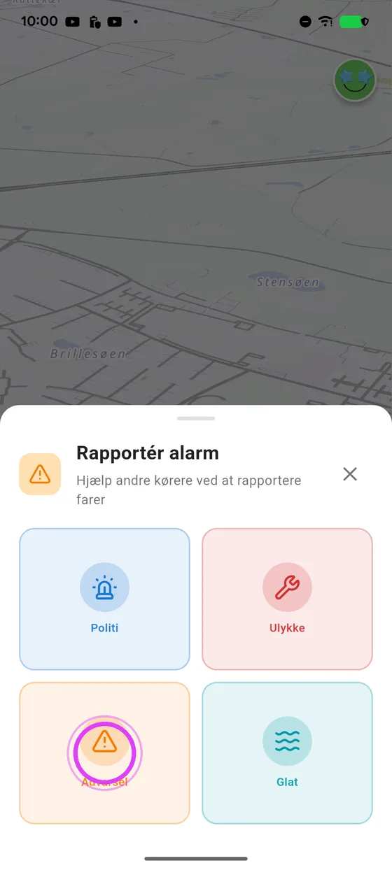 Vælg typen af fare