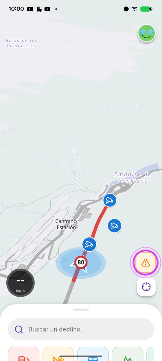 Toca el botón de alerta