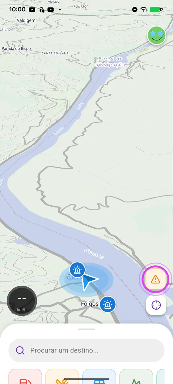 Toca no botão de alerta