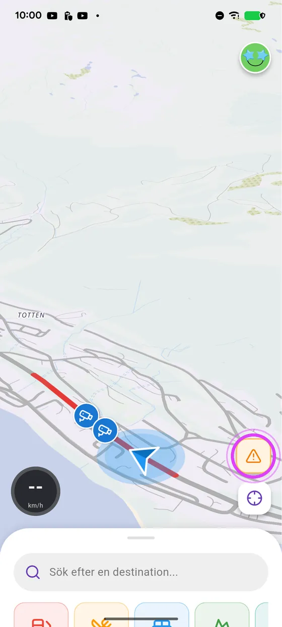 Tryck på varningsknappen