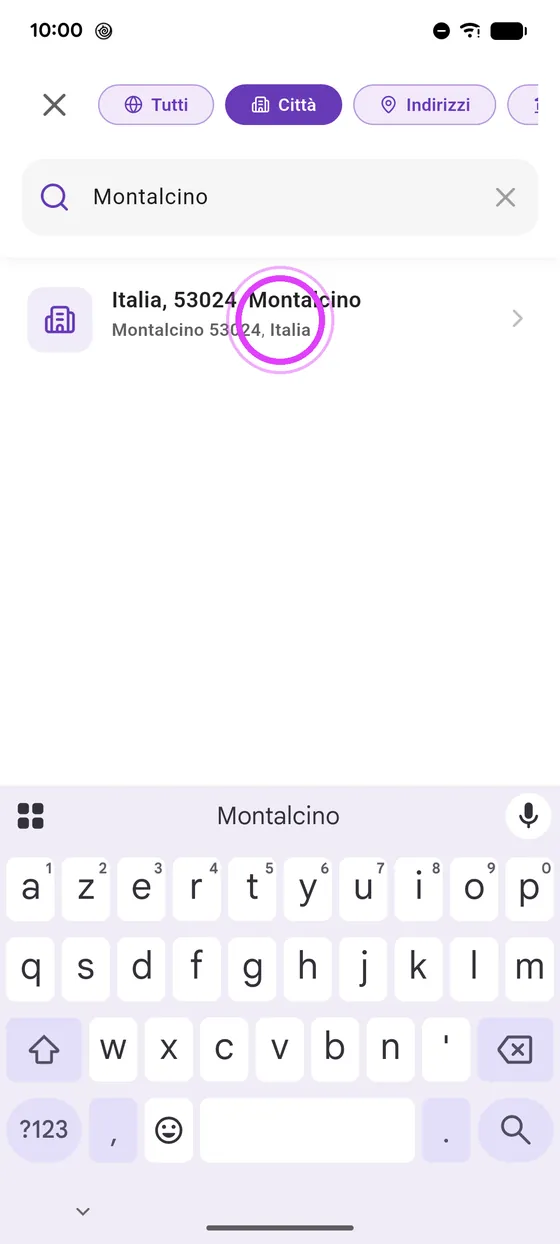 Cerca la destinazione