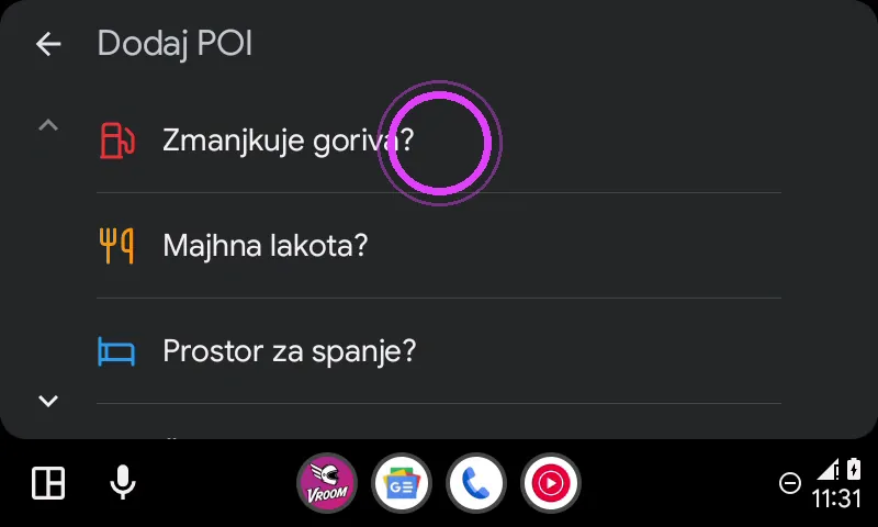 Izberi vrsto