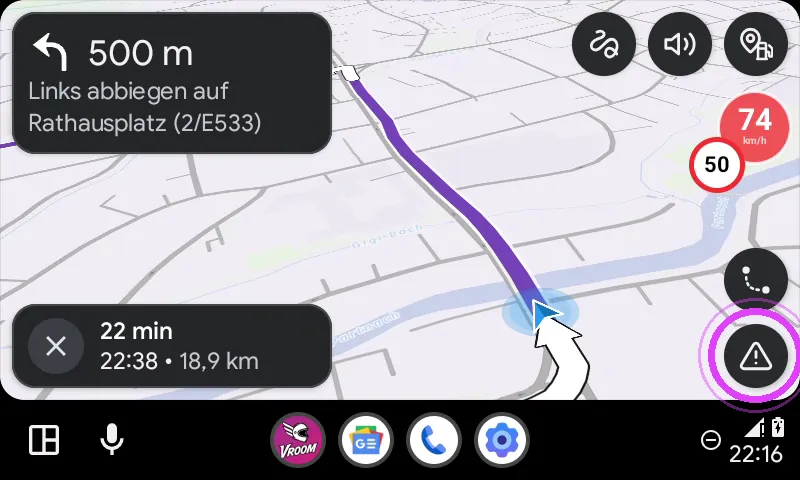 Tippe auf das Dreieck