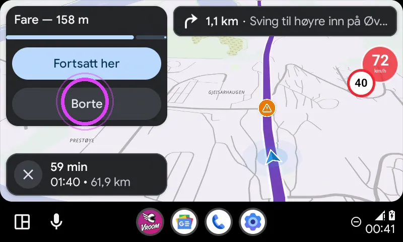 Borte: varsel fjernet