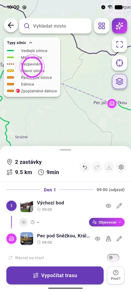 Zelená: na motorku
