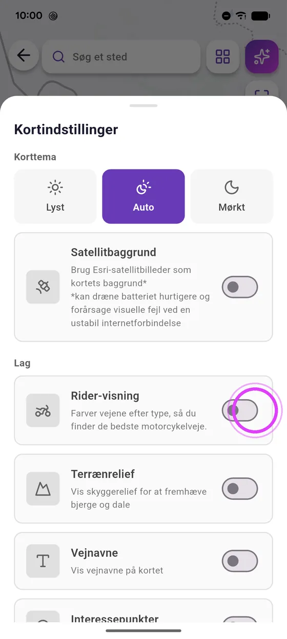 Slå Rider-visning til