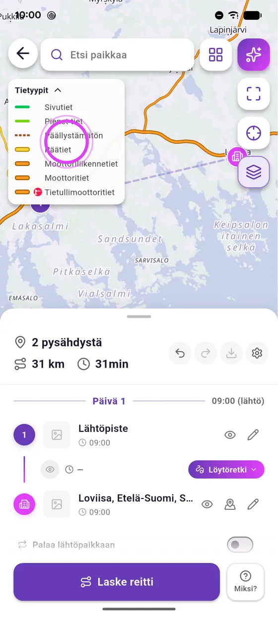 Vihreä: aja tästä