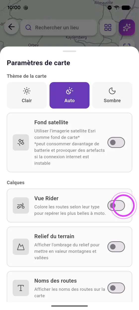 Active la Vue Rider