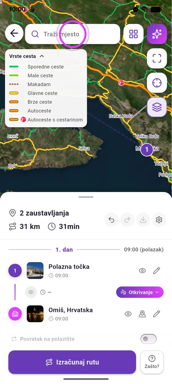 Isplaniraj rutu