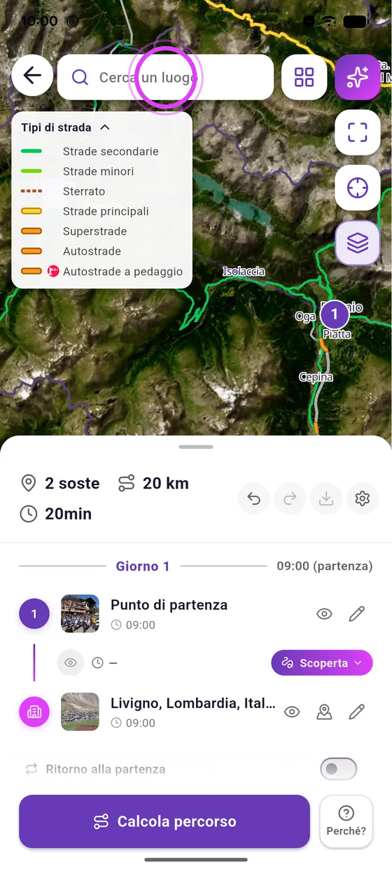 Traccia il percorso