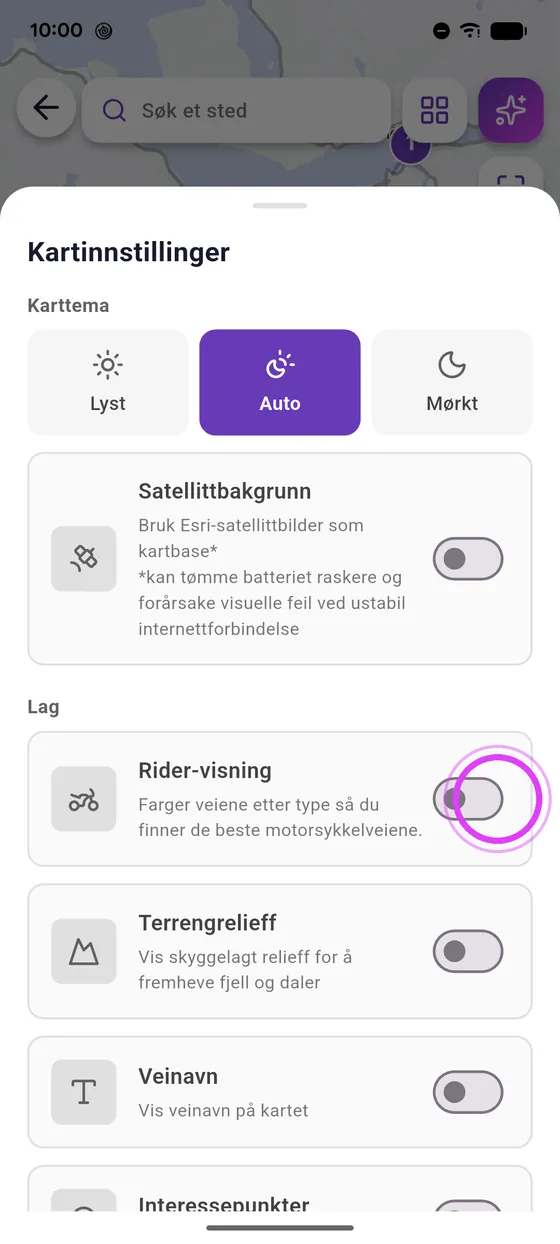 Slå på Rider-visning
