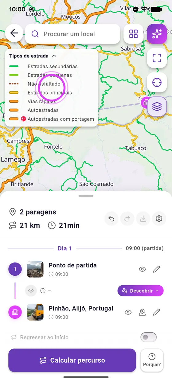 Verde: para a mota